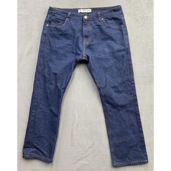 Noiz Premium Denim Jeans Men's Size 40X32 Dark Blue Straight 100% Cotton - Picture 1 of 16